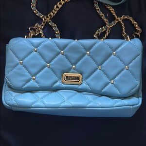 Badgley Mischka Blue Quilted Shoulder Bag with Chain Strap